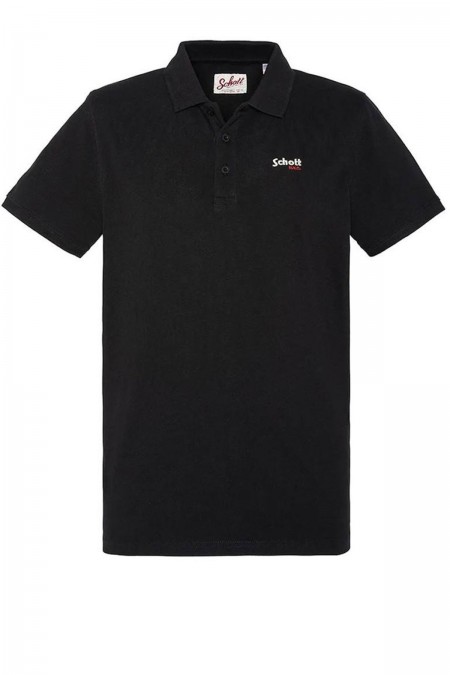 Polo coton logo brodé Schott BLACK S0022