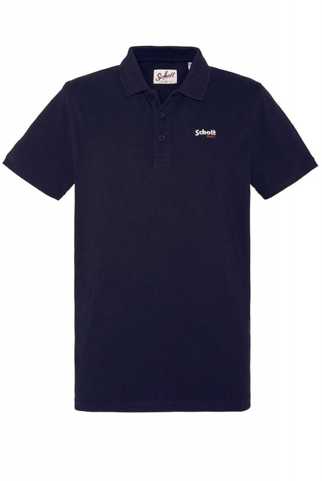 Polo coton logo brodé Schott NAVY S0022