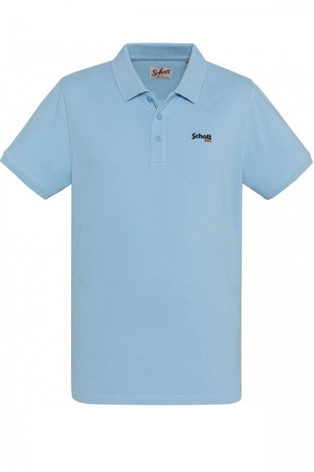 Polo coton logo brodé Schott PALE BLUE S0022