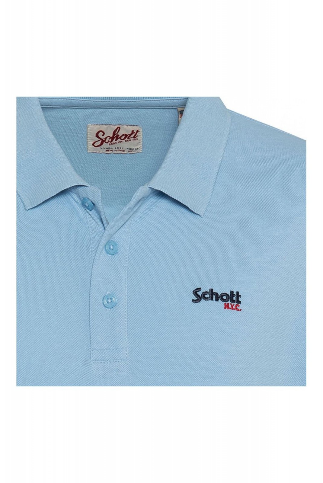 Polo coton logo brodé Schott PALE BLUE S0022