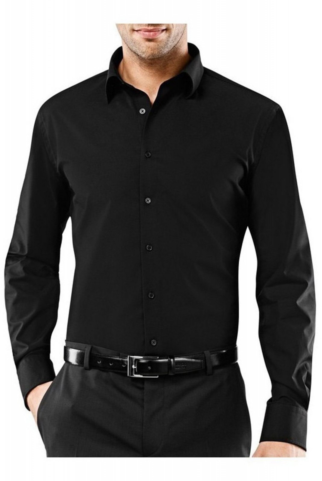 Chemise slim 100% coton Vincenzo boretti Noir 10010847