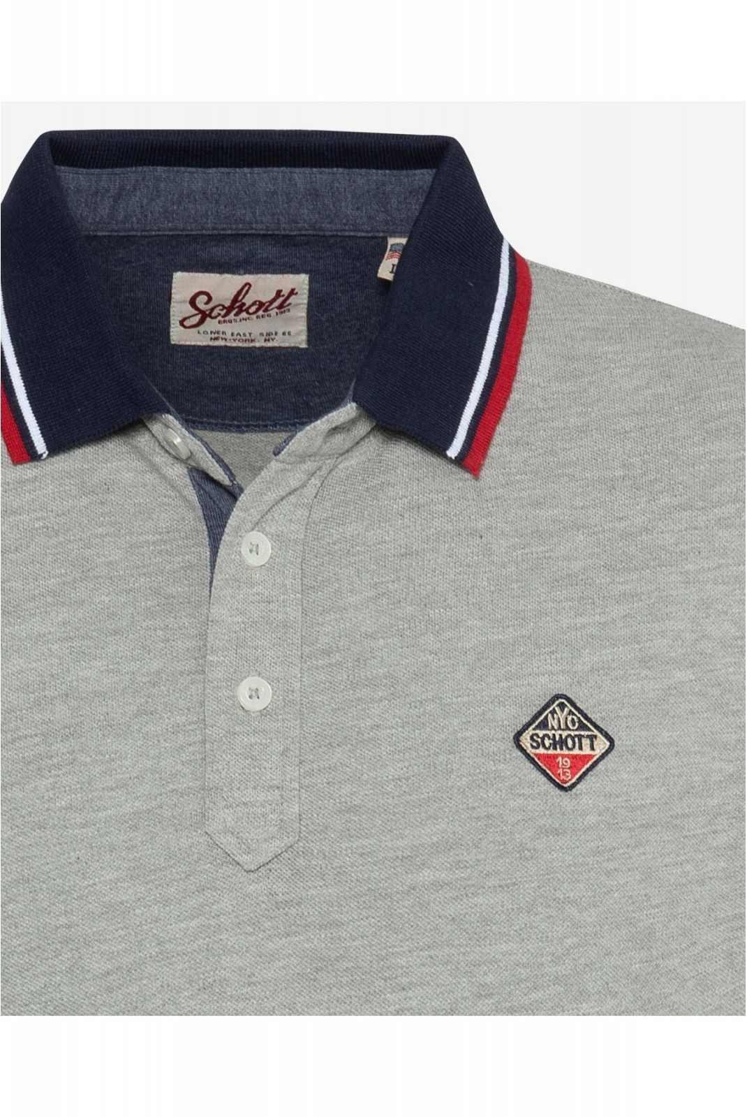 Polo coton regular logo patché Schott H GREY PSHARBOURS21