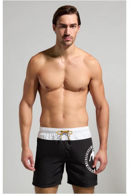 Short de bain color block Bikkembergs Black and White BKK3MBM02