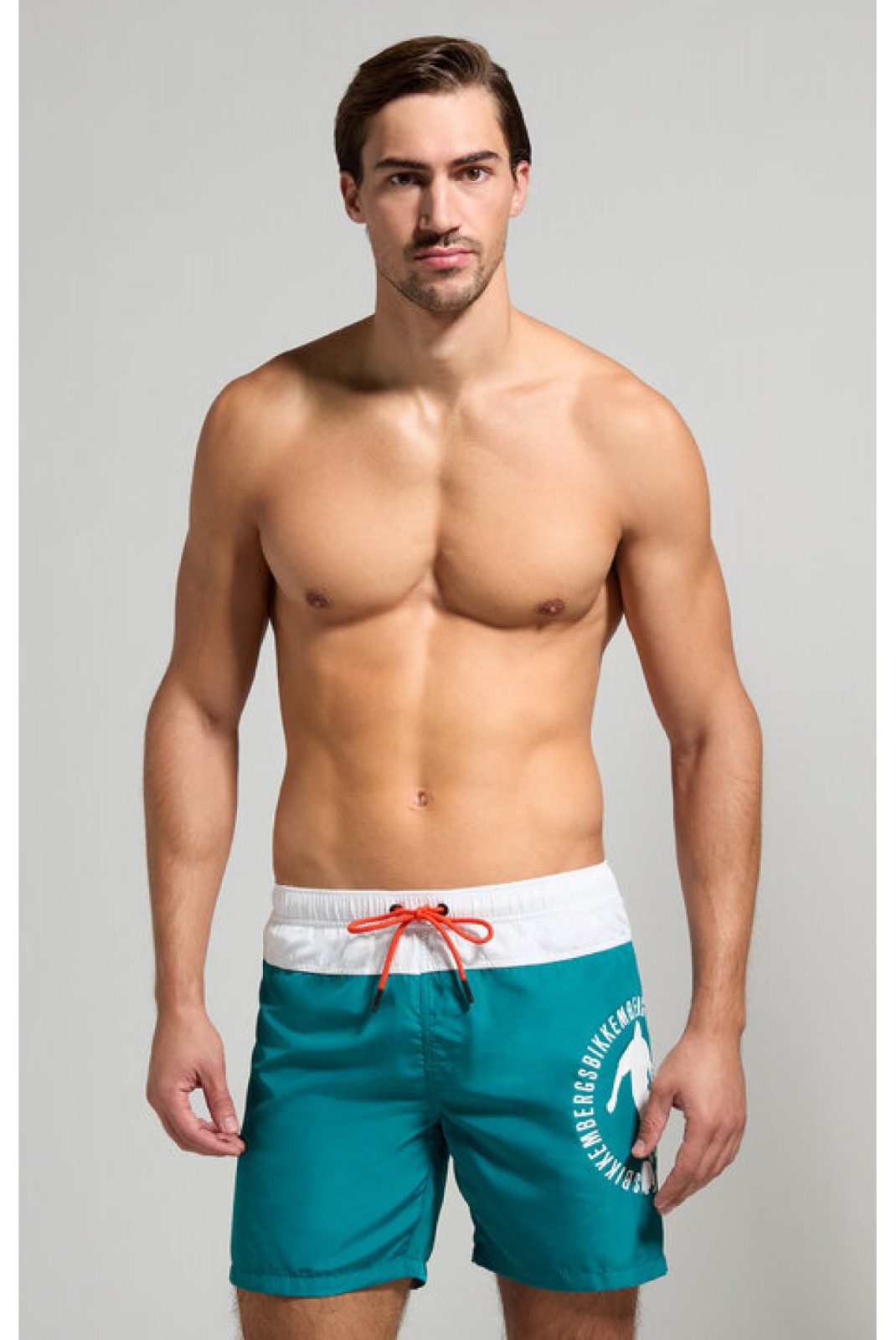 Short de bain color block Bikkembergs White & Everglade  BKK3MBM02