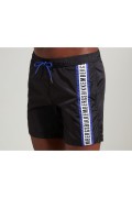 Short de bain bande logo latérale Bikkembergs Black & Clematis Blue BKK3MBM03