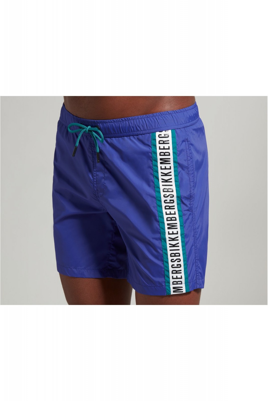 Short de bain bande logo latérale Bikkembergs Clematis Blue & Everglade BKK3MBM03