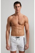 Short de bain bande logo latérale Bikkembergs White BKK3MBM03