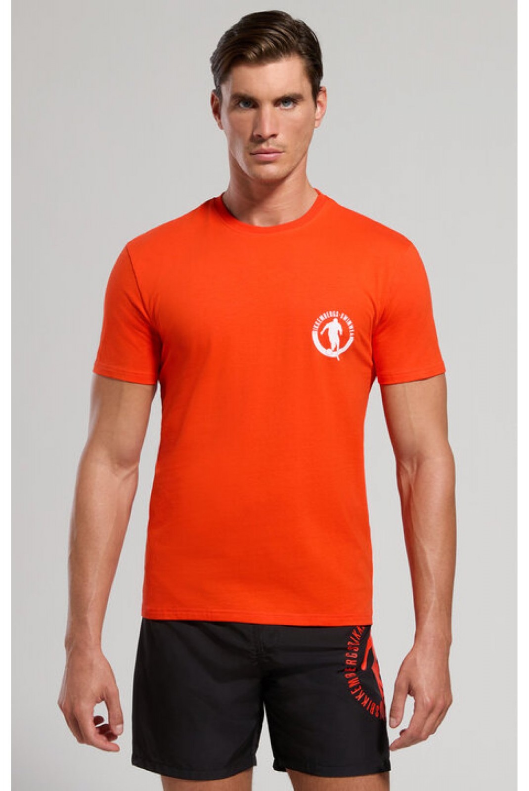 TShirt coton stretch print logo Bikkembergs Orange BKK3MTS02