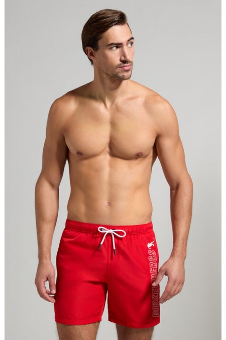 Short de bain logo latéral Bikkembergs Goji Berry BKK3MBM07