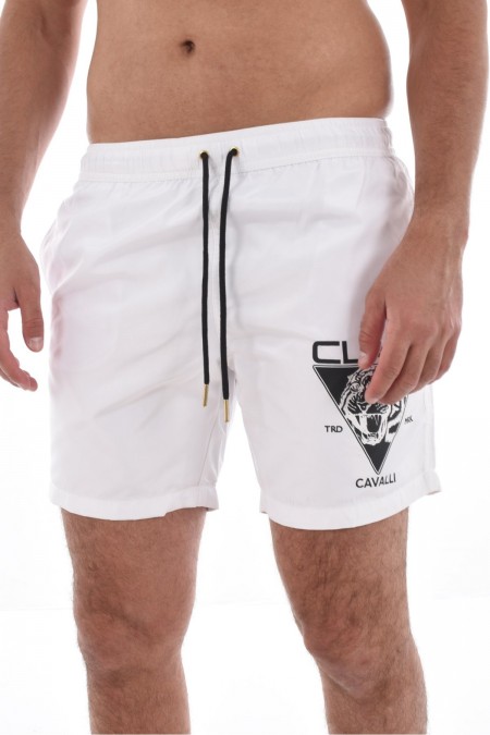 Short de bain print logo Cavalli Class WHITE SXH00B SB001