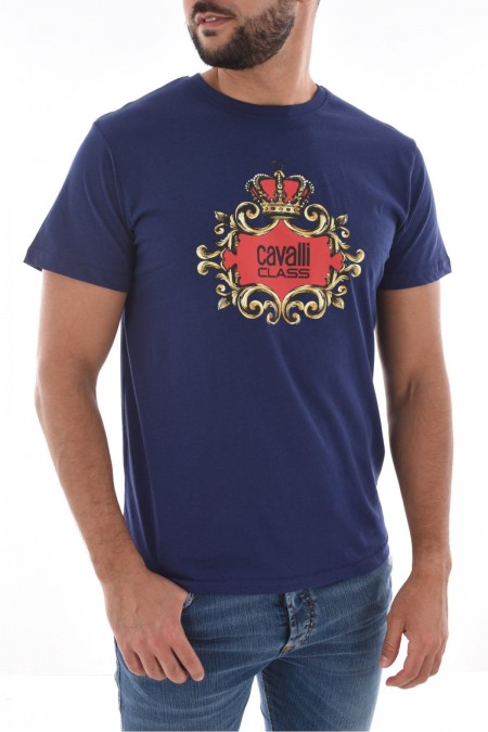 TShirt gros logo 100% coton Cavalli Class NAVY SXH01A JD060