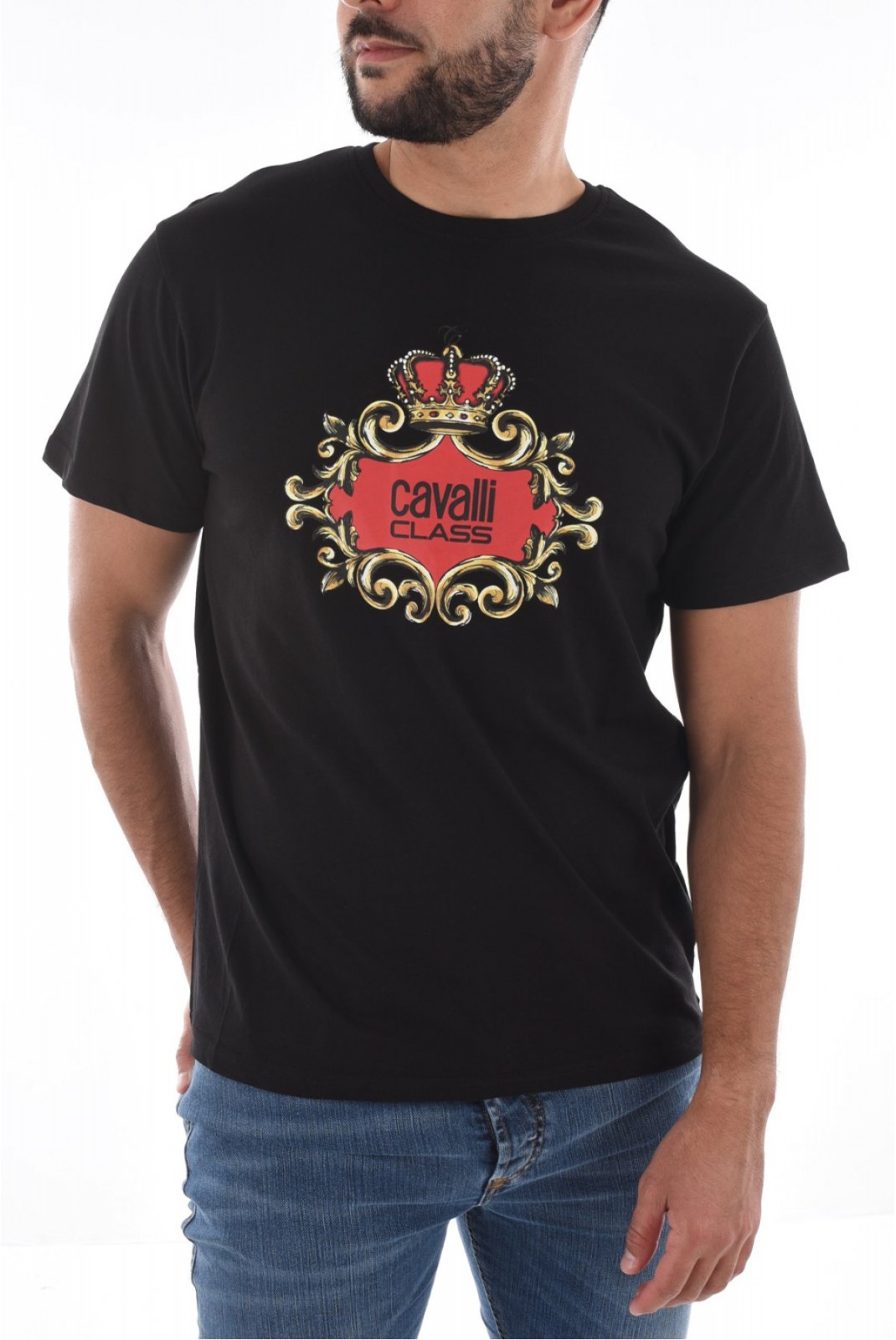 TShirt gros logo 100% coton Cavalli Class BLACK SXH01A JD060