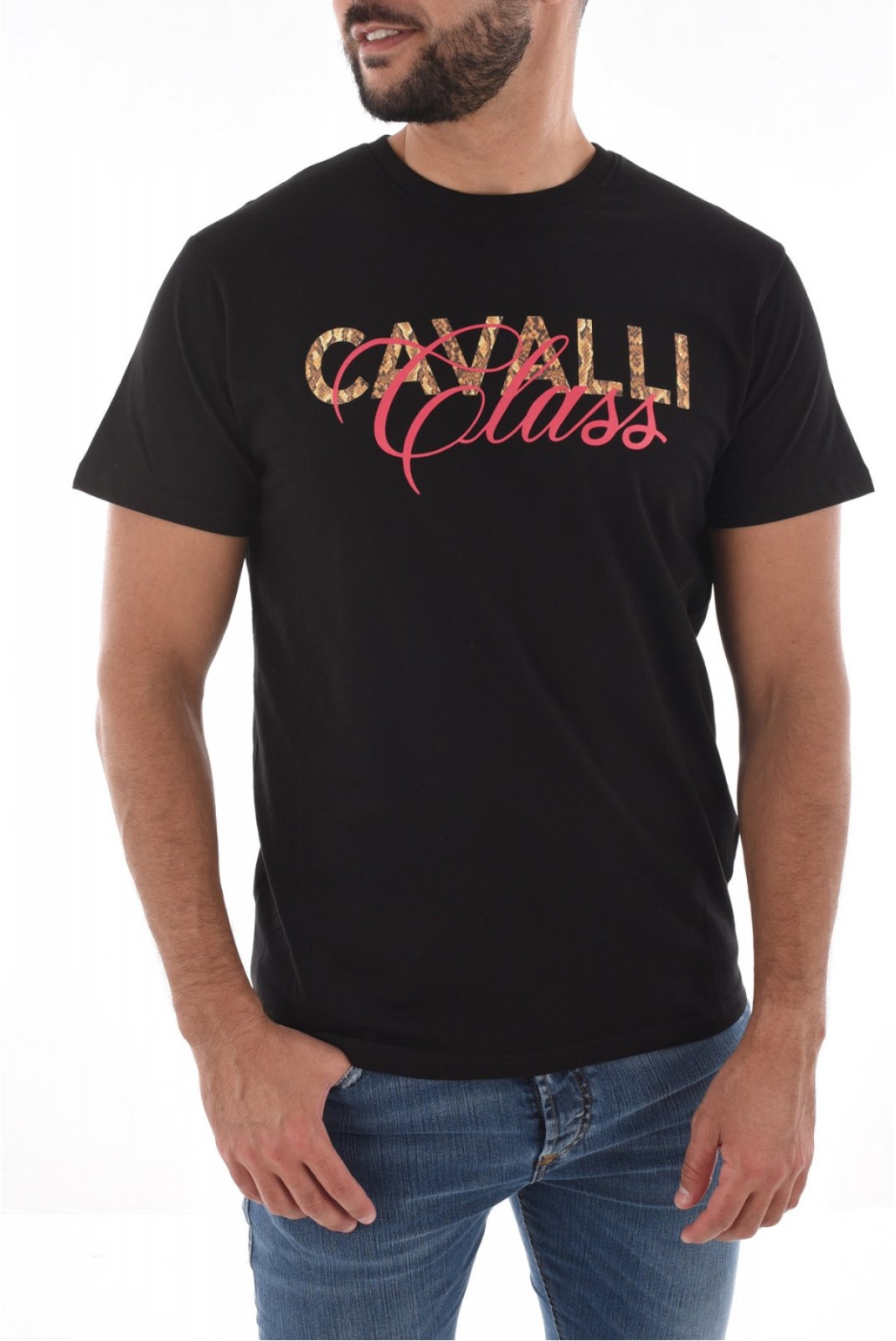 TShirt coton gros logo Cavalli Class BLACK SXH01C JD060