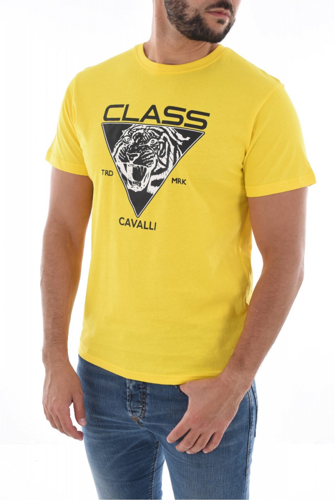 TShirt 100% coton logo printé Cavalli Class YELLOW SXH01E JD060