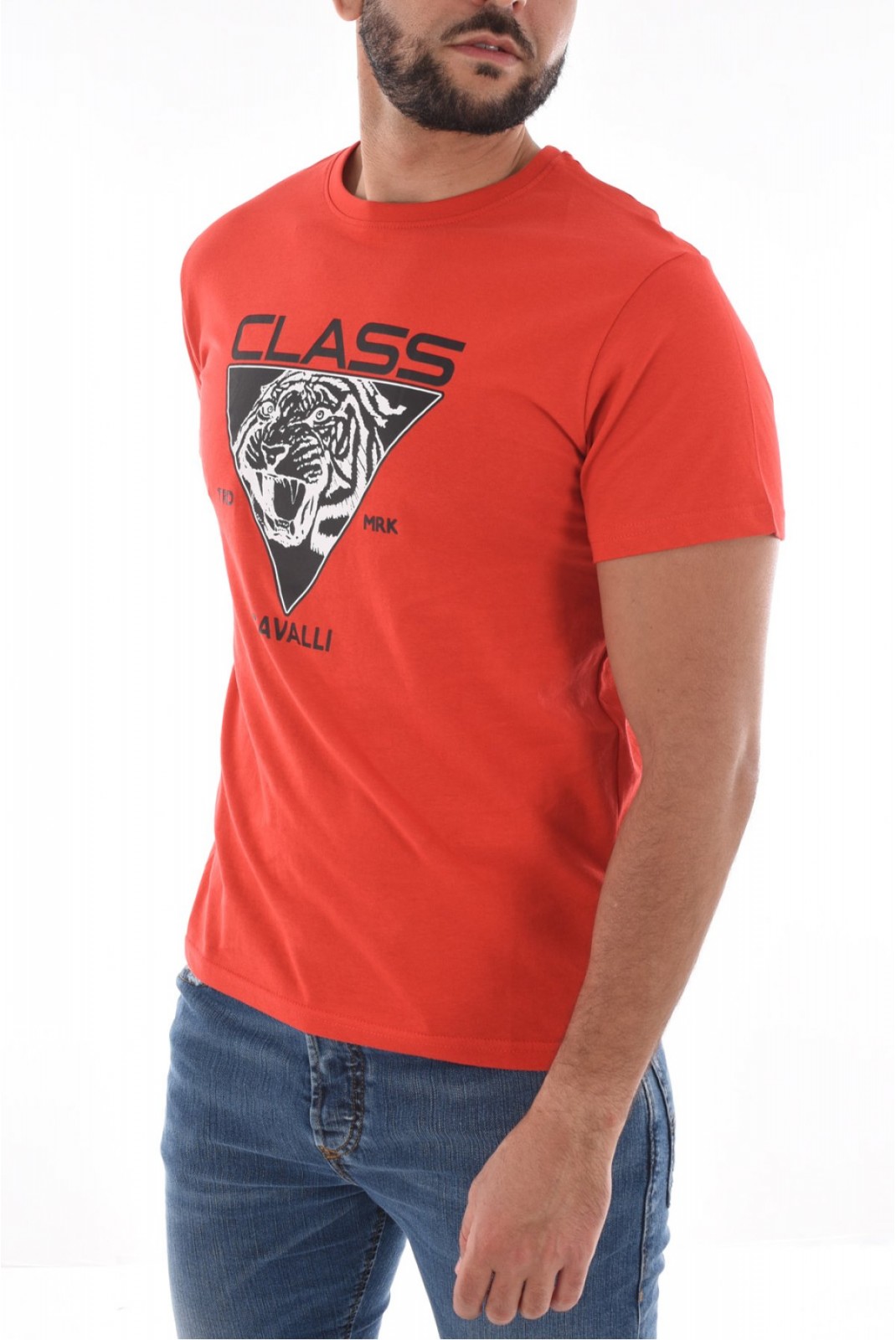 TShirt 100% coton logo printé Cavalli Class RED SXH01E JD060