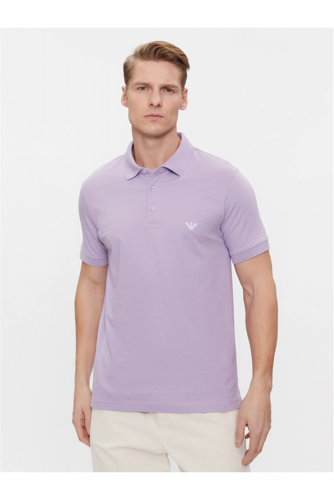 Polo stretch logo brodé Emporio armani 08990 GLICINE 211804 4R461