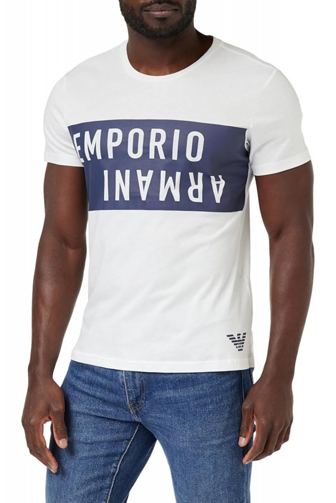 TShirt gros logo 100%coton Emporio armani 05810 BIANCO/NAVY 211818 4R476