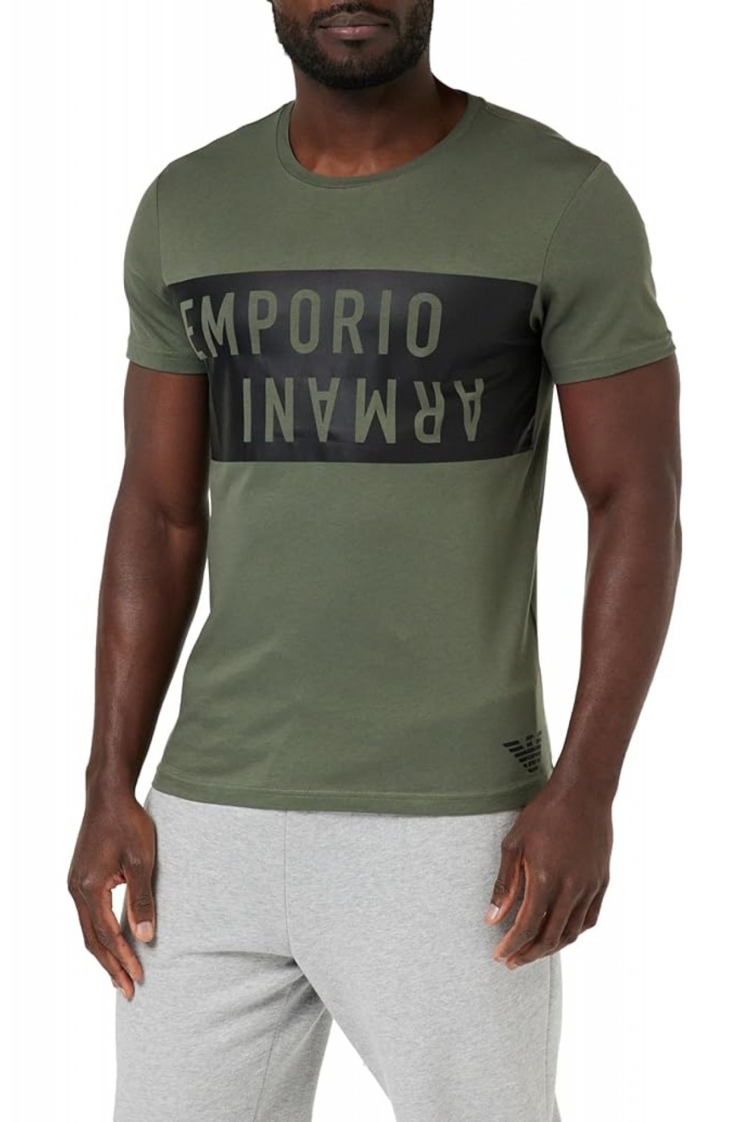 TShirt gros logo 100%coton Emporio armani 44884 MILITARE/NERO 211818 4R476