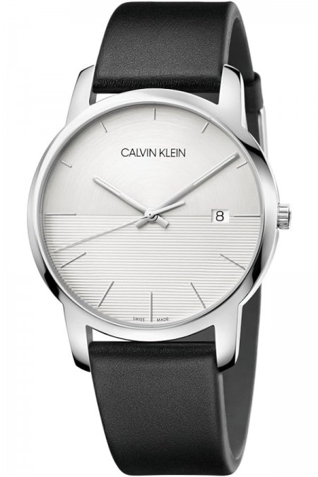 Montre qwartz City bracelet cuir Calvin klein Noir / Argent K2G2G1CD