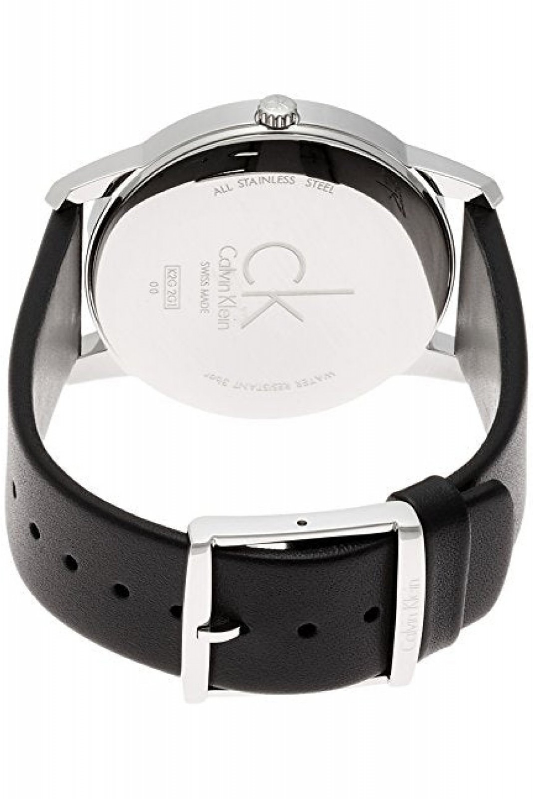 Montre qwartz bracelet cuir City Calvin klein Noir / Argent K2G2G1CX