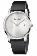 Montre qwartz bracelet cuir City Calvin klein Noir / Argent K2G2G1CX