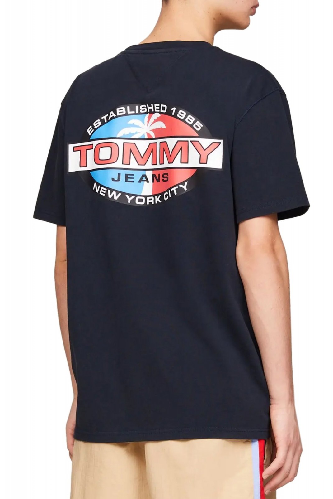 TShirt dos printé Tommy Jeans C1G Dark Night Navy DM0DM18587