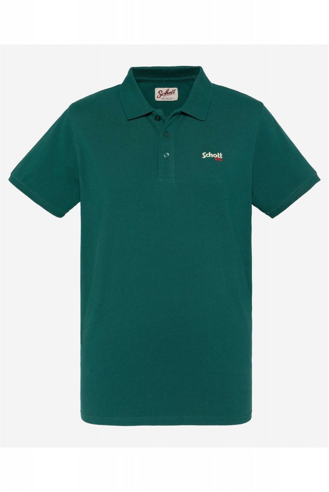 Polo coton logo brodé Schott GREEN S0022