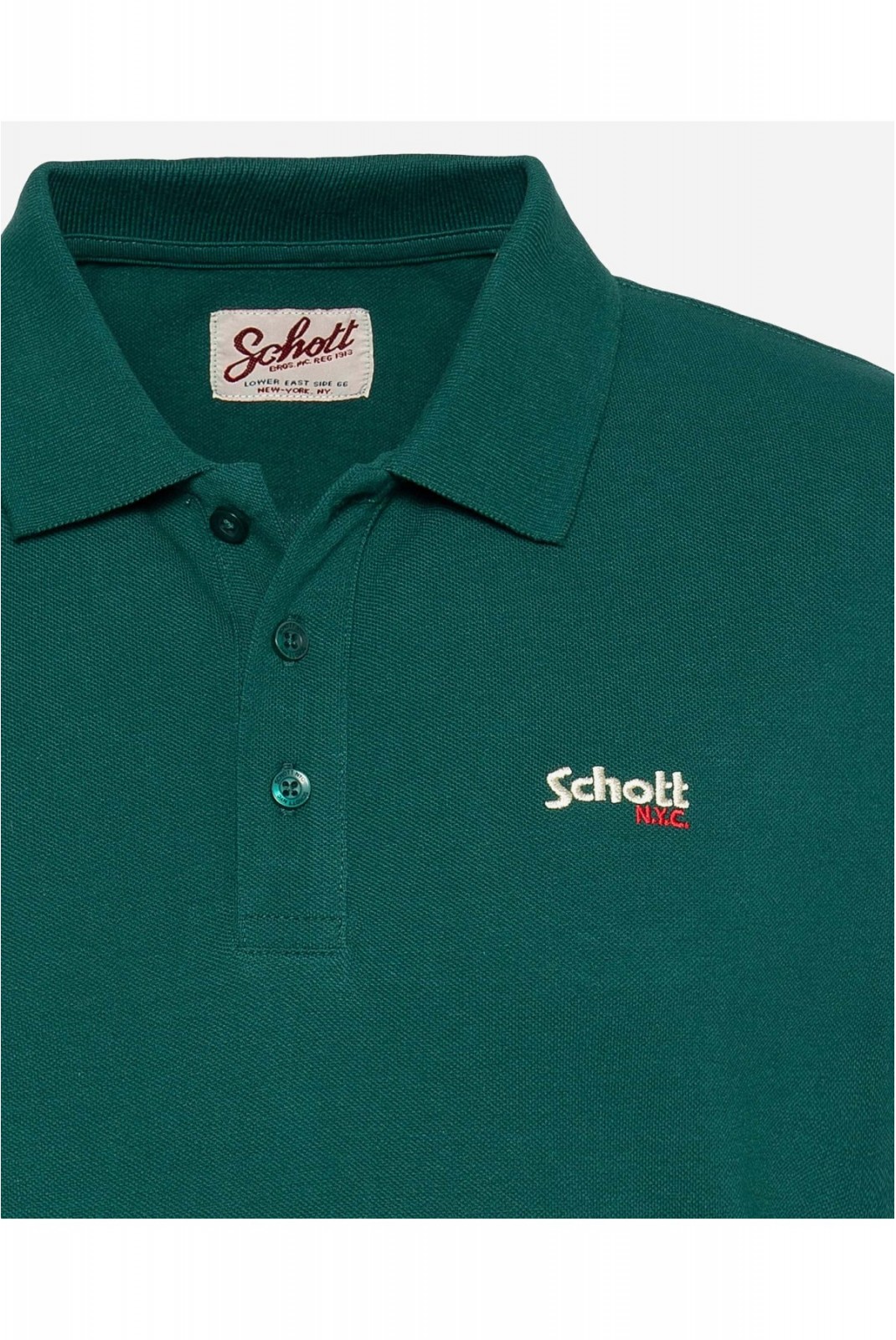 Polo coton logo brodé Schott GREEN S0022