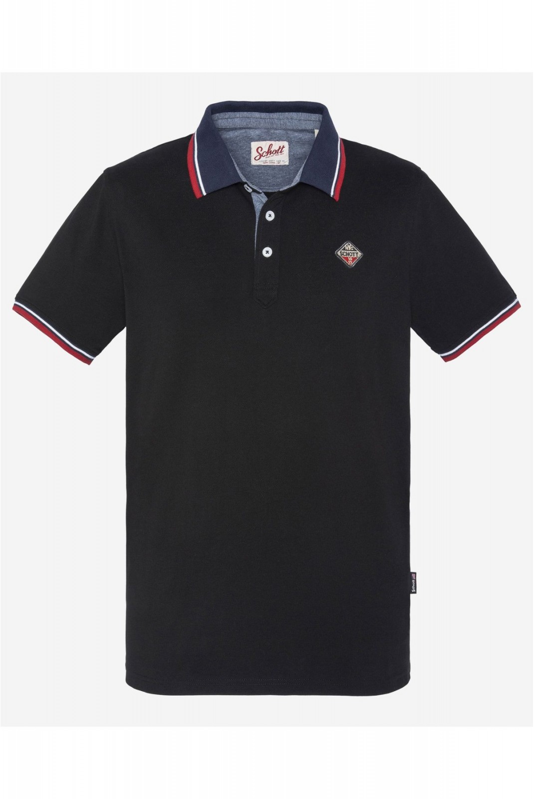 Polo coton regular logo patché Schott BLACK PSHARBOURS21