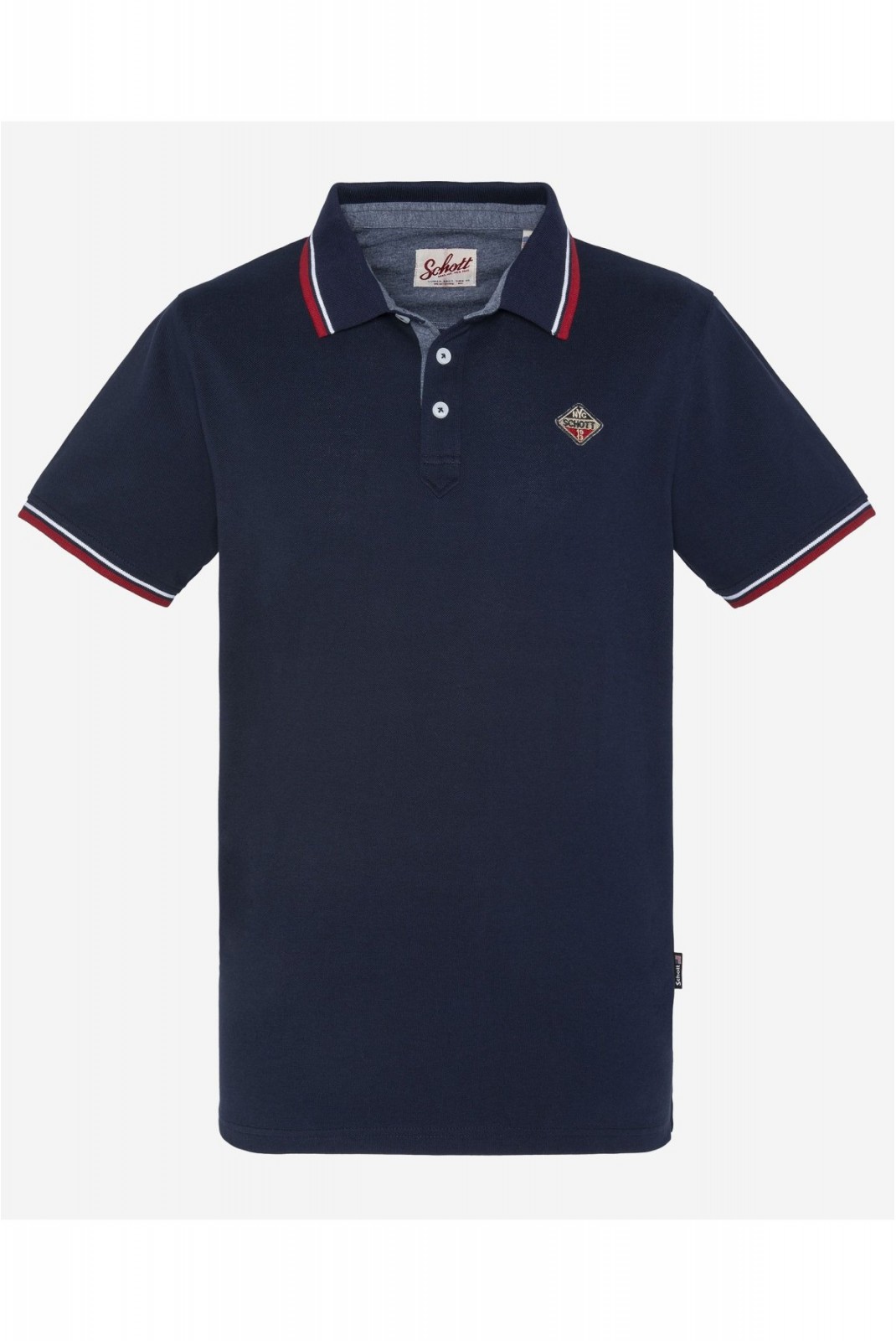 Polo coton regular logo patché Schott NAVY PSHARBOURS21