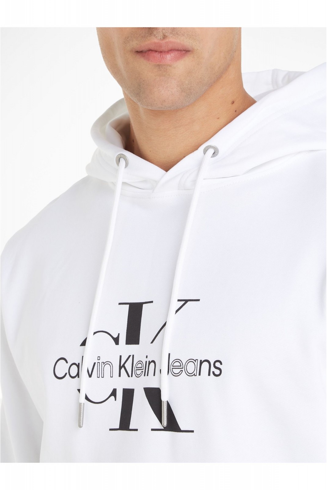 Sweat capuche print logo Calvin klein YAF Bright White J30J325429