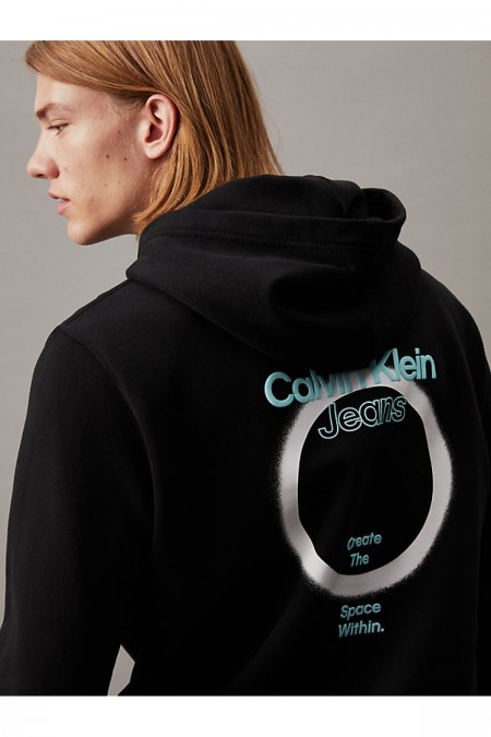 Sweat capuche gros print dos Calvin klein BEH Ck Black J30J325159