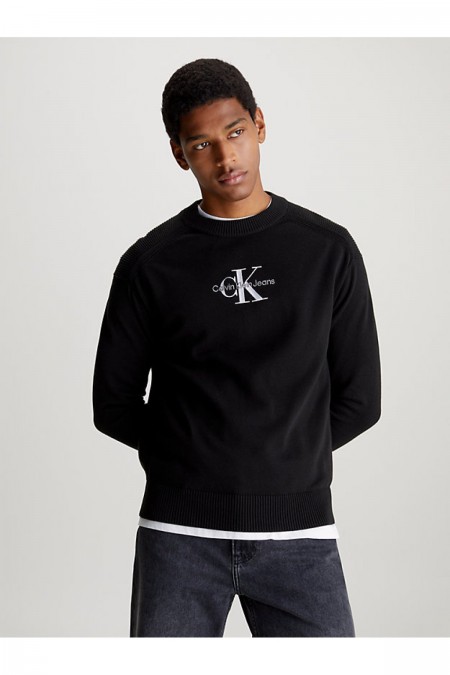 Sweat 100% coton logo brodé Calvin klein BEH Ck Black J30J325167