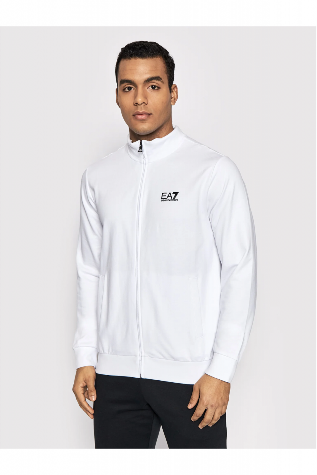 Survêtement zippé 100% coton Ea7 22BA WHITE/BLACK 8NPV52 PJ05Z