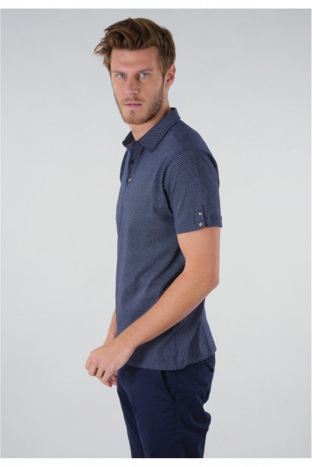 Polo MC motifs printés Deeluxe NAVY RAINLESO