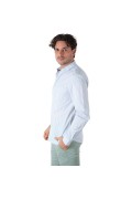 Chemise ML coton stretch rayures Deeluxe WHITE LUCIO