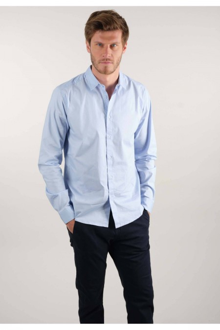 Chemise unie ML popeline stretch Deeluxe SKY HECHO