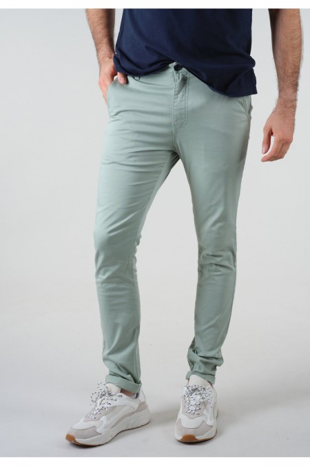 Pantalon chino slim uni stretch Deeluxe GREEN TEA BAKERY