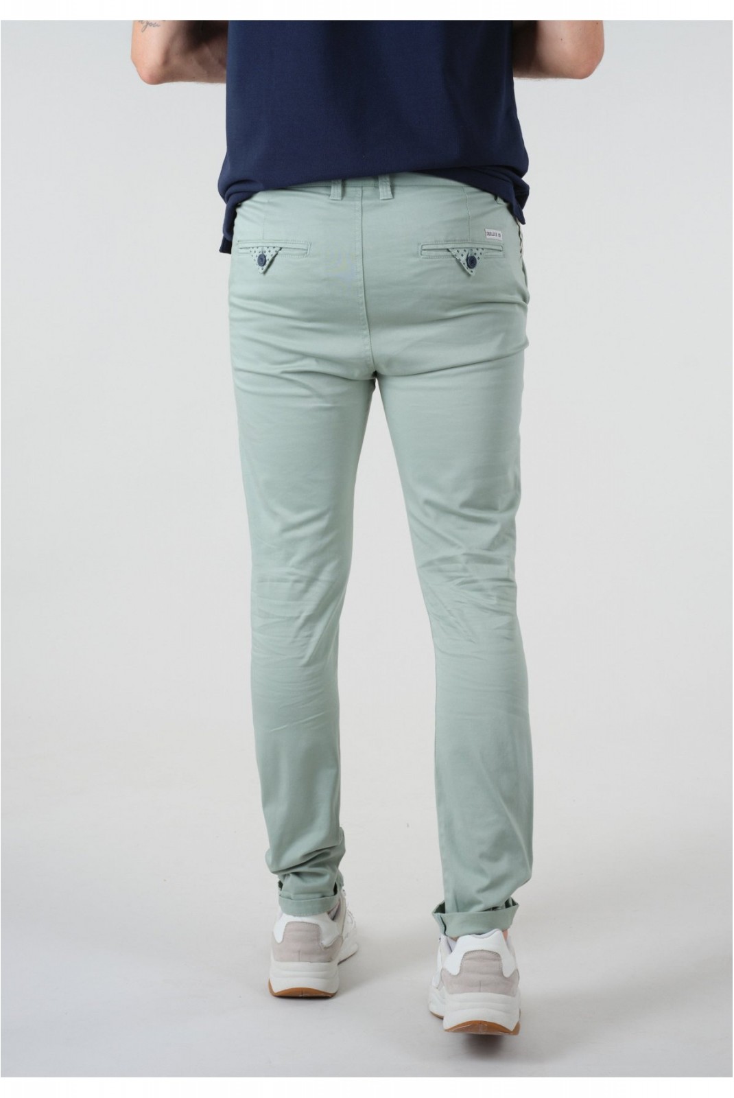 Pantalon chino slim uni stretch Deeluxe GREEN TEA BAKERY