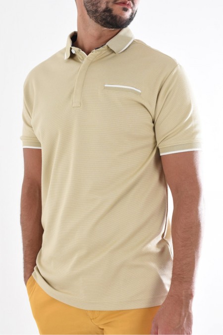 Polo MC stretch poche Deeluxe CREAM MARCUS