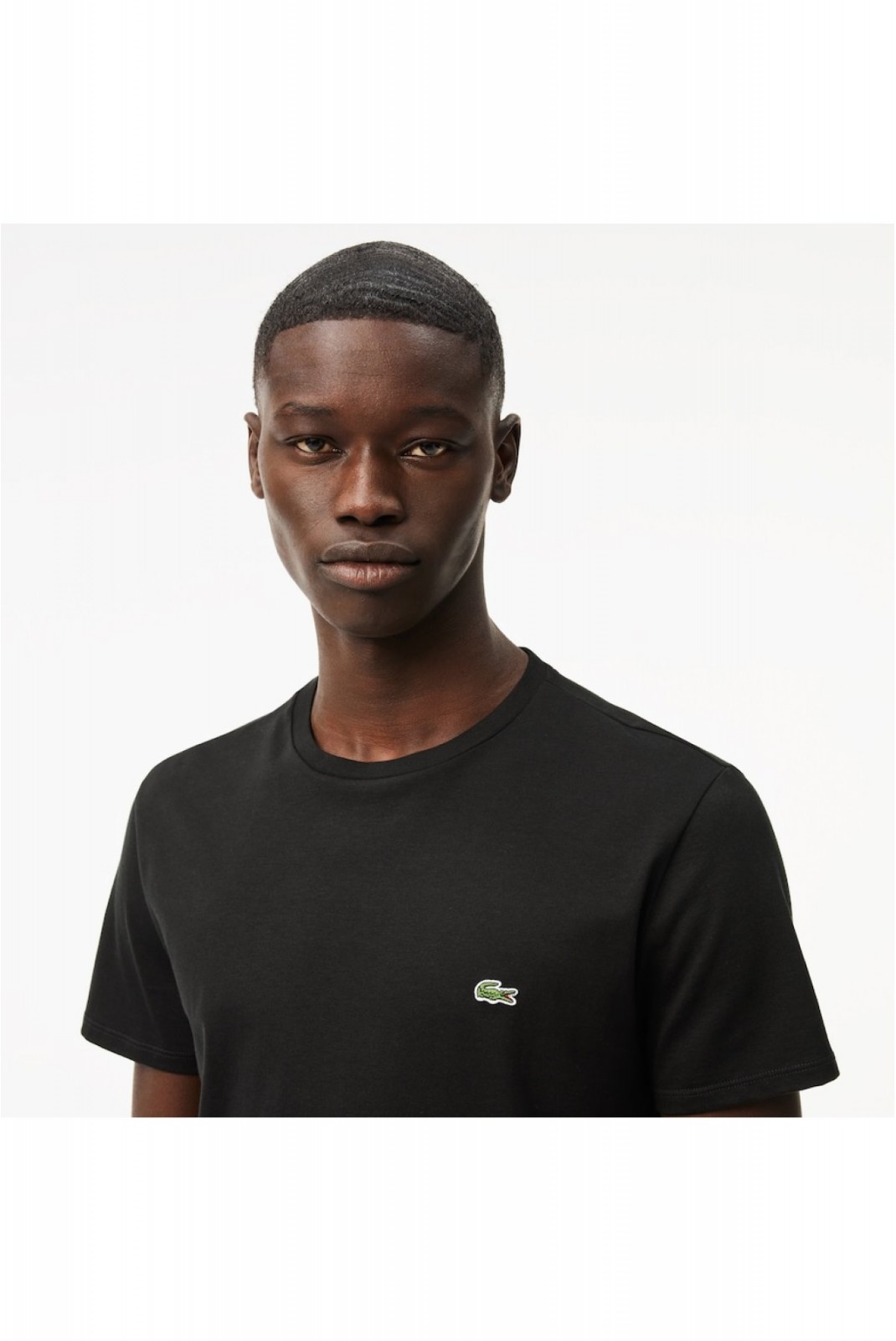 TShirt coton uni logo brodé Lacoste 031 BLACK  TH6709