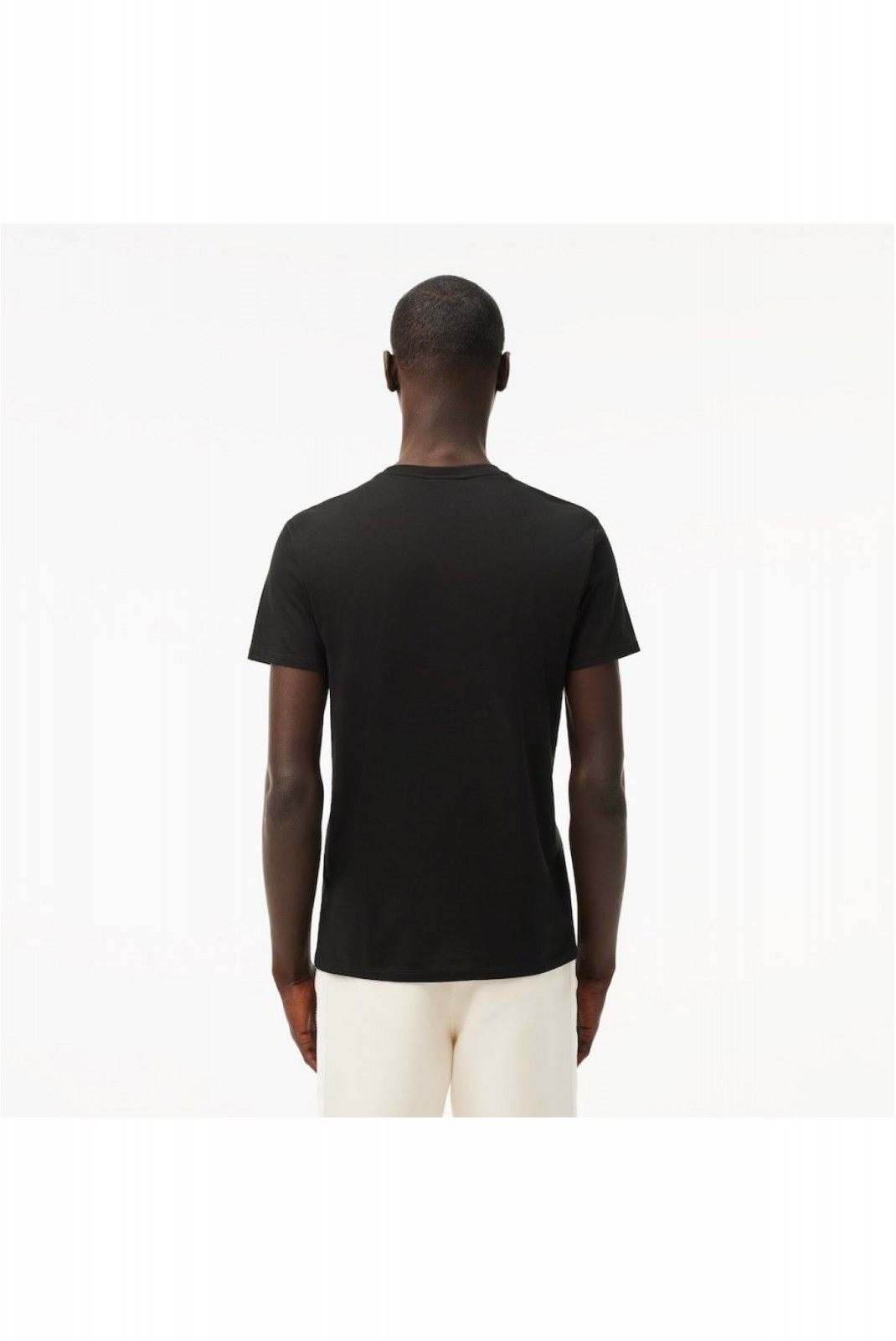 TShirt coton uni logo brodé Lacoste 031 BLACK  TH6709