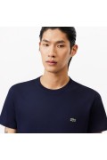 TShirt coton uni logo brodé Lacoste 166 NAVY BLUE TH6709