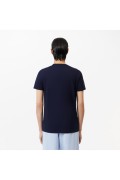 TShirt coton uni logo brodé Lacoste 166 NAVY BLUE TH6709