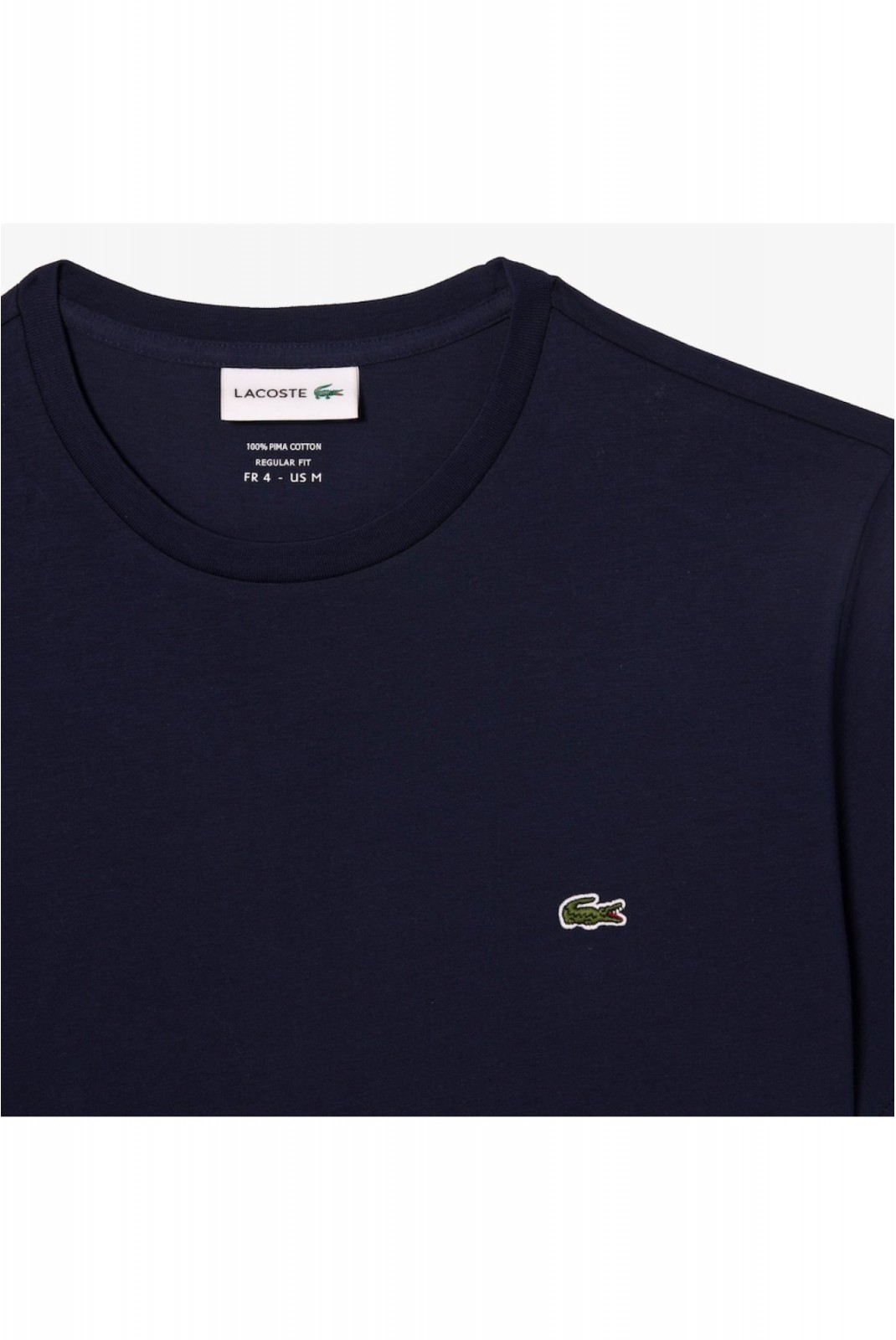 TShirt coton uni logo brodé Lacoste 166 NAVY BLUE TH6709