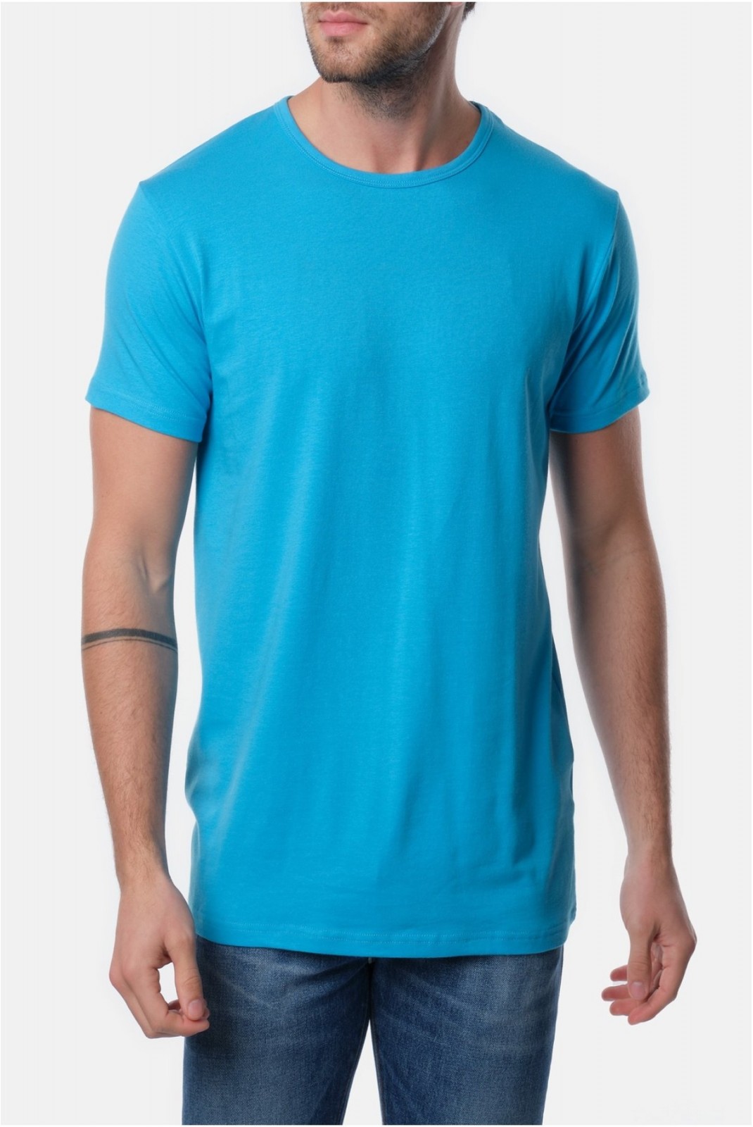 TShirt col rond coton stretch Hopenlife TURQUOISE SUNA