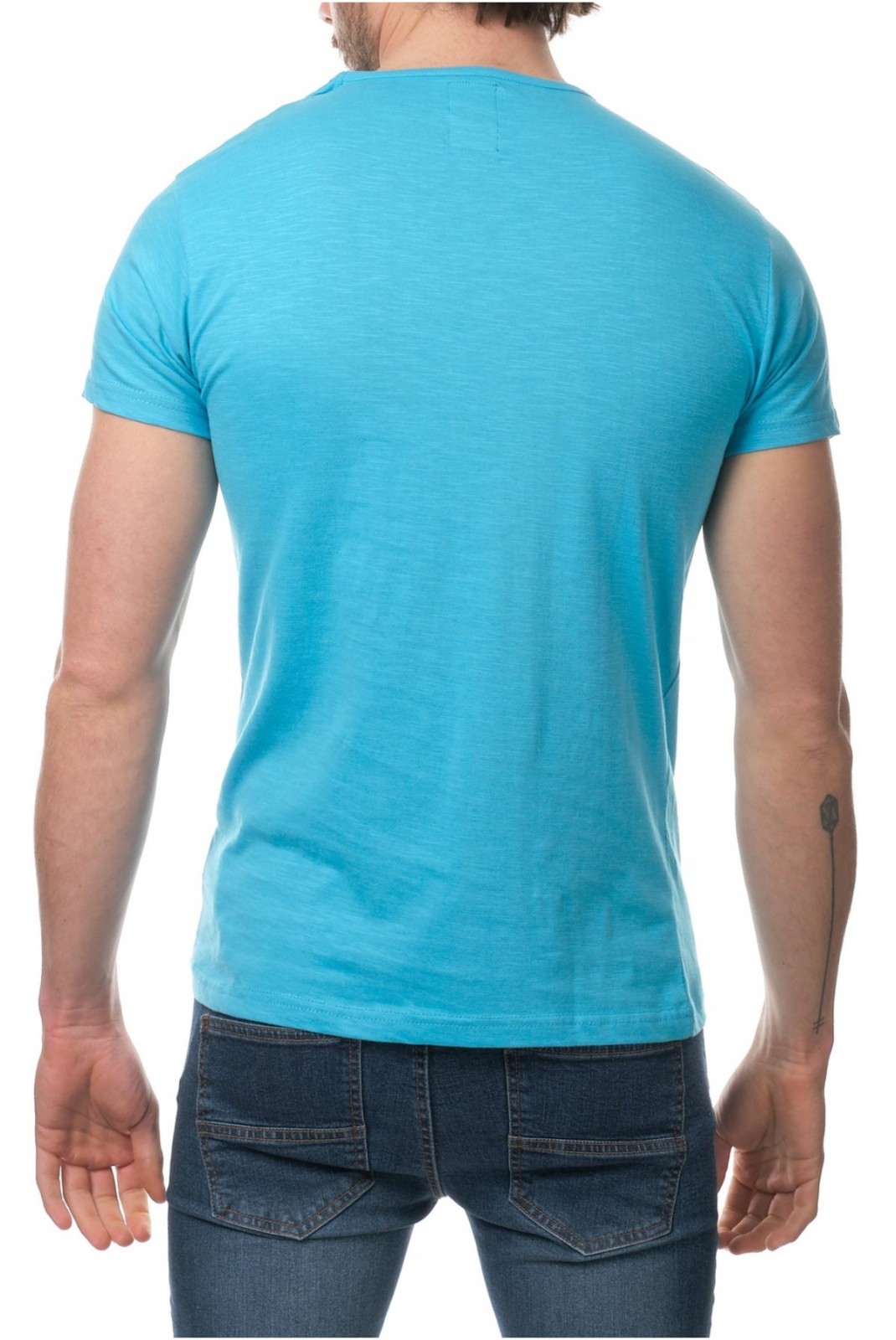 Tshirt col v détails boutons Hopenlife TURQUOISE NARSUS