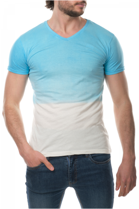 Tshirt bi couleur 100% coton Hopenlife TURQUOISE DARYUN