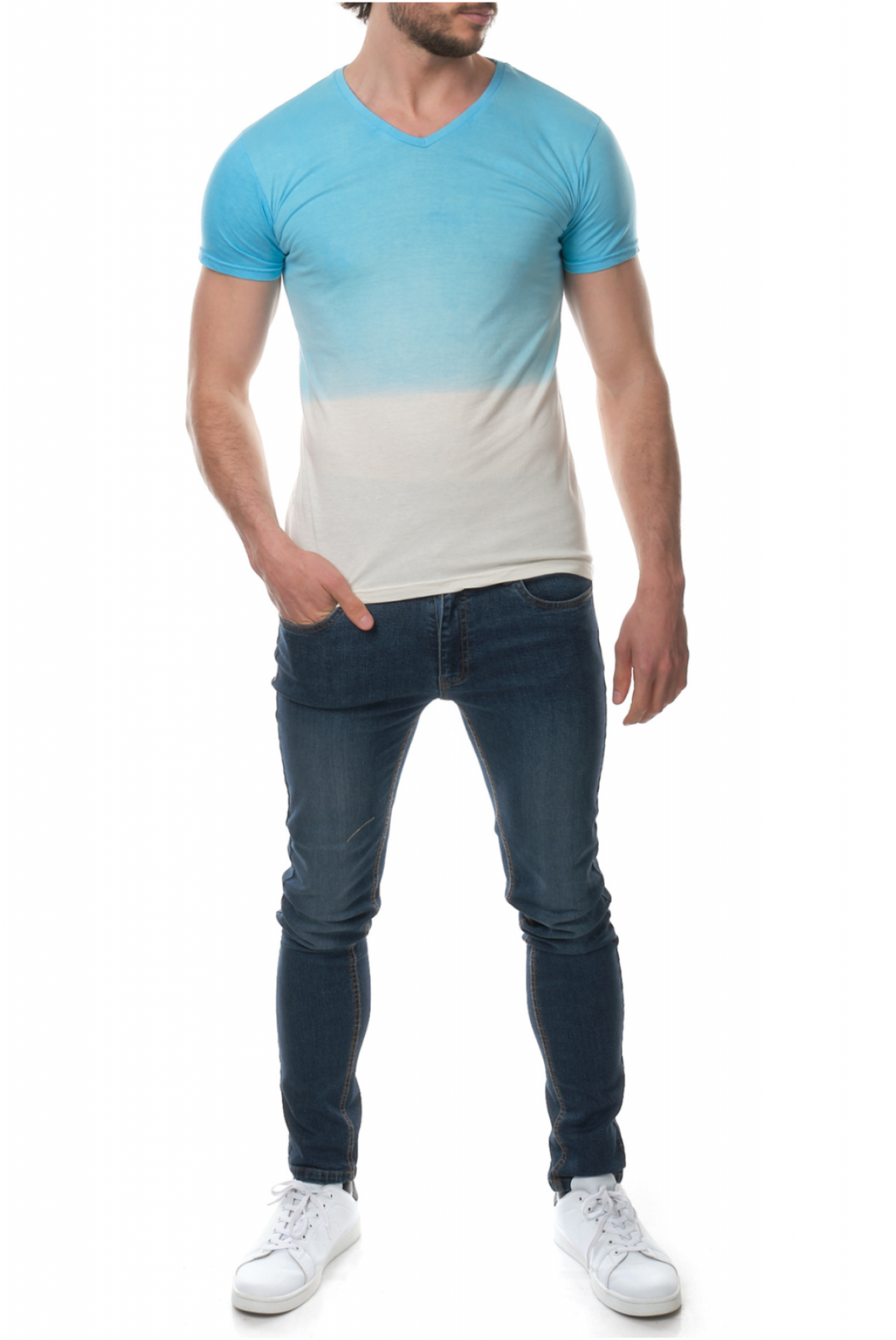 Tshirt bi couleur 100% coton Hopenlife TURQUOISE DARYUN