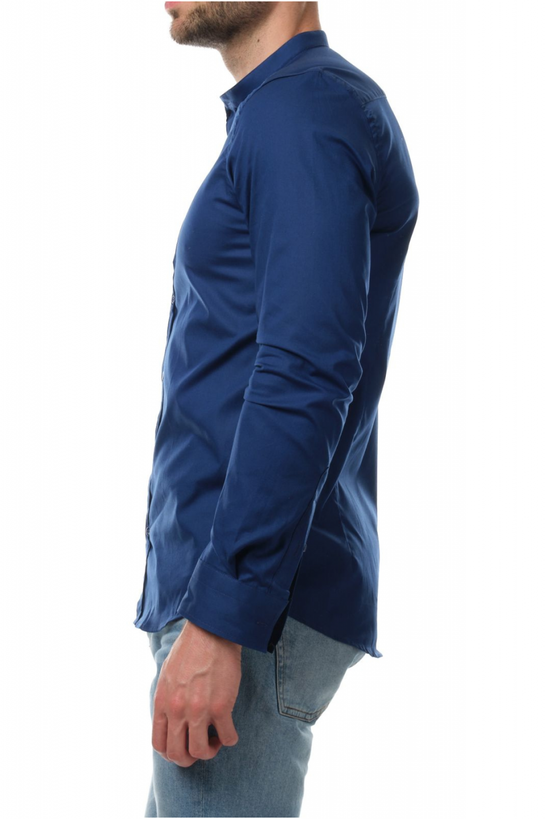 Chemise col mao coton stretch Hopenlife NAVY BULMA